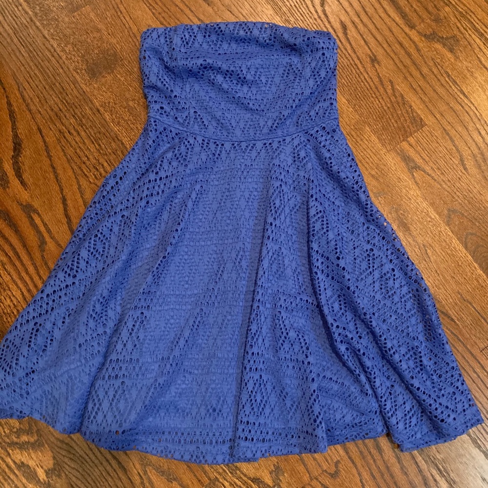 Express Blue Strapless Lace Dress Size 0